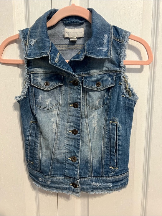 Mng Collection Jackets & Blazers - W Collection Frayed Blue Denim Vest